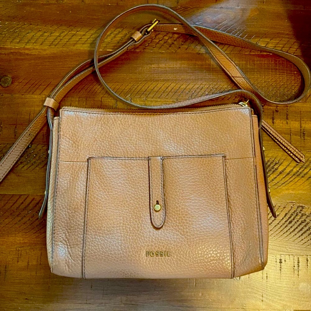Cognac Fossil Crossbody Purse